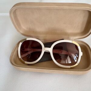 Chloe Youth White Sunglasses with Gold Accents